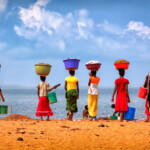 Tanzania, Tanganyika lake, January'28'12 .The women came to the laundry to the lake Tanganyika